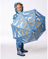 Deux par Deux Kids Unisex Blue Umbrella With Crocodiles That Change Color Upon Contact With Water - Toddler|Child