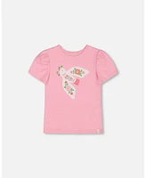 Deux par Toddler Girls Organic Cotton Tee With Puff Sleeve Candy Pink - Toddler|Child