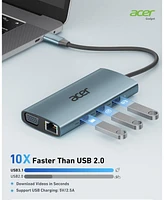 acer Usb C Hub with 4k Hdmi, 9-in-1 Usb C to Ethernet Adapter, 5Gbps Usb-a 3.0 Docking Station, Pd 100W Charging, Sd Card Reader, Usb to Vga Splitter