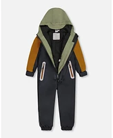 Deux par Big Boys Colorblock Mid-Season One-Piece Outerwear Dark Gray, Sage, And Tan