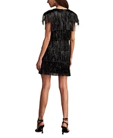 Tadashi Shoji Spritz Metallic Fringe Mini Dress