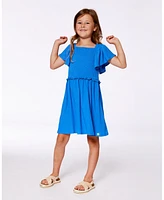 Deux par Big Girls Textured Smocked Dress Royal Blue