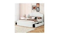 Upholstered Platform Bed with 4 Drawers and 2 Usb