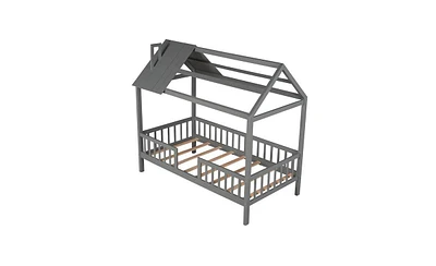 House Bed with Fence for Kids' Room, Safe and Playful Design