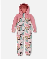 Deux par Kids Unisex Printed Mid-Season One-Piece Outerwear Light Pink With Hearts