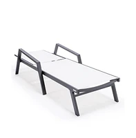 Marlin Patio Chaise Lounge Chair With Armrests in Aluminum Frame