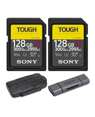 Sony 128GB Uhs-ii Tough G-Series Sd Card 2-Pack Bundle with Case and Reader