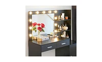 Vanity Desk with Mirror and Led Lights for Makeup Grooming