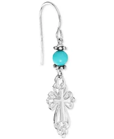 Stone Bead & Arrow Linear Drop Earrings in Sterling Silver