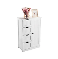 Single Door Bathroom Storage Cabinet with 4 Drawers for Bathroom or Home Organization