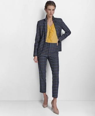 Tommy Hilfiger Womens Plaid Blazer Ruffled Blouse Pants
