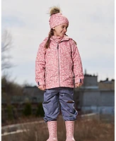 Deux par Deux Baby Girls Printed Jacket Two-Piece Mid-Season Outerwear Set Small White Flowers On Pale Pink And Gray