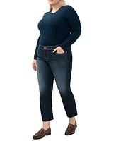 Silver Jeans Co. Plus Suki Kick-Flare Cropped Cut-Hem Denim