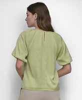 Dkny Women's Round-Neck Puff-Sleeve Blouse