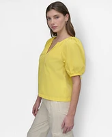 Dkny Women's Split-Neck Short-Sleeve Blouse