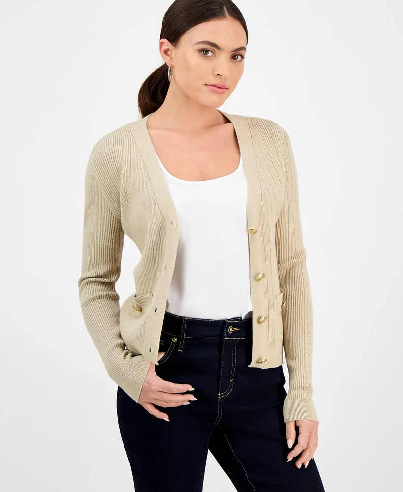 I.n.c. International Concepts Petite Button-Front V-Neck Cardigan, Exclusively at Macy's