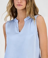 Bar Iii Women's Split-Neck Sleeveless Blouse, Exclusively at Macy's