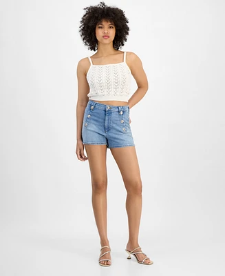 Guess Women's Ellie Denim Sailor-Button Shorts