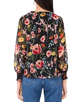 Sam & Jess Petite Floral Smocked-Shoulder Blouse