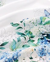 Elrene Hydrangea Bloom Floral Double Border Round Tablecloth, 70" X 70"