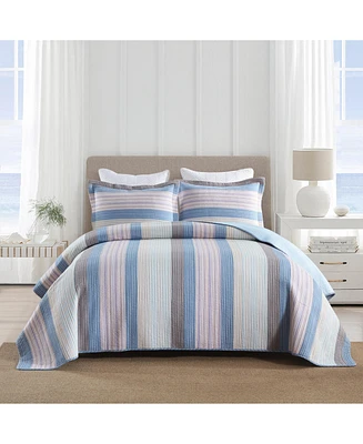 Marcielo 3Pcs 100% Cotton Quilt Bedspread Set Reversible Bedding Striped King