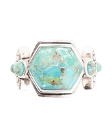 Barse Emile Blue Turquoise and Sterling Silver Hexagon Ring