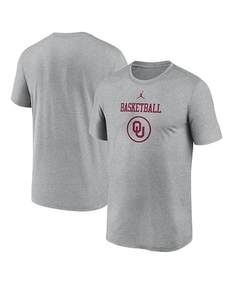 Jordan Men's Heather Gray Oklahoma Sooners On-Court Basketball Legend Practice Performance T-Shirt