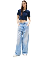 Tommy Jeans Women's Crop Badge Short-Sleeve Polo Top