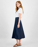 Tommy Hilfiger Women's Denim Midi Circle Skirt