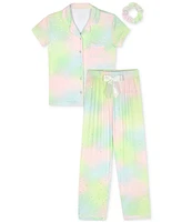 Max & Olivia Big Girls Metallic-Print Tie-Dyed Pajama Set