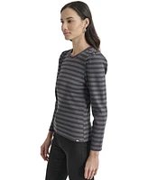 Dkny Jeans Petite Striped Round-Neck Puff-Shoulder Top