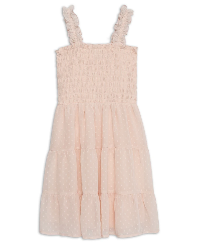 Speechless Big Girls Chiffon Smocked Dotted Skater Dress