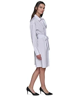 Karl Lagerfeld Paris Women's Ruffled Tie-Waist Cotton Shirtdress