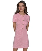 Karl Lagerfeld Paris Women's Tweed Crewneck Short-Sleeve Sheath Dress