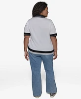 Karl Lagerfeld Paris Plus Short-Sleeve Polo Sweater