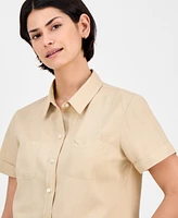 Nautica Jeans Women's Linen-Blend Camp Shirt