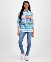 Nautica Jeans Women's Watercolor-Print Cotton Shirt