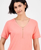 Nautica Jeans Women's Zip Henley T-Shirt