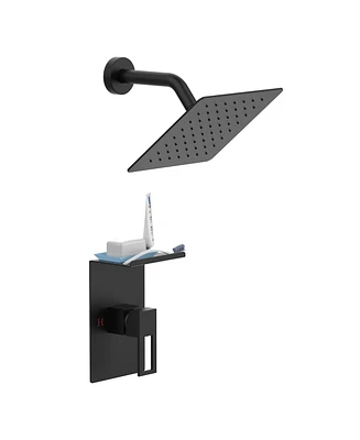Shower Faucet with Storage Rack 8-inch Rain head decoration kit single spray Set
