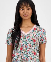 Nautica Jeans Women's Floral-Print V-Neck Top