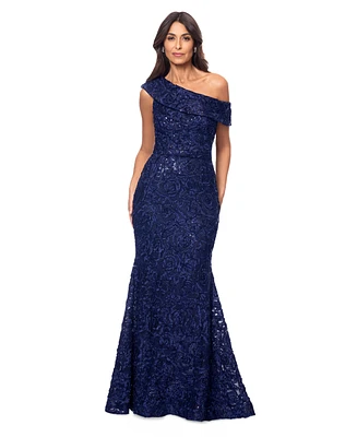 Xscape Women's Sequined Lace One-Shoulder Gown