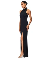 Xscape Women's High-Neck Open-Back Gown