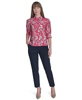 Tommy Hilfiger Women's Printed Puff-Sleeve Blouse