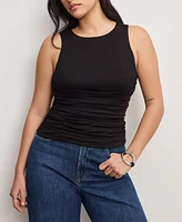Good American Women's Crewneck Ruched-Front Stretch Top