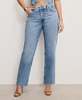 Good American Women's Icon Studded Straight-Leg Jeans