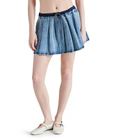 Steve Madden Women's Halle Pleated Denim Mini Skirt