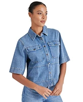 Steve Madden Women's Eliana Short-Sleeve Denim Shirt