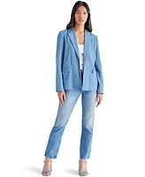 Steve Madden Women's Payton Denim Open-Front Boyfriend Blazer