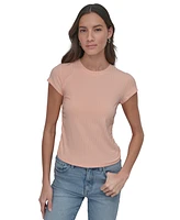 Dkny Jeans Women's Ribbed Cap-Sleeve T-Shirt - Trd