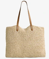 Style & Co Extra-Large Printed Straw Floral Tote, Exclusively at Macy's
